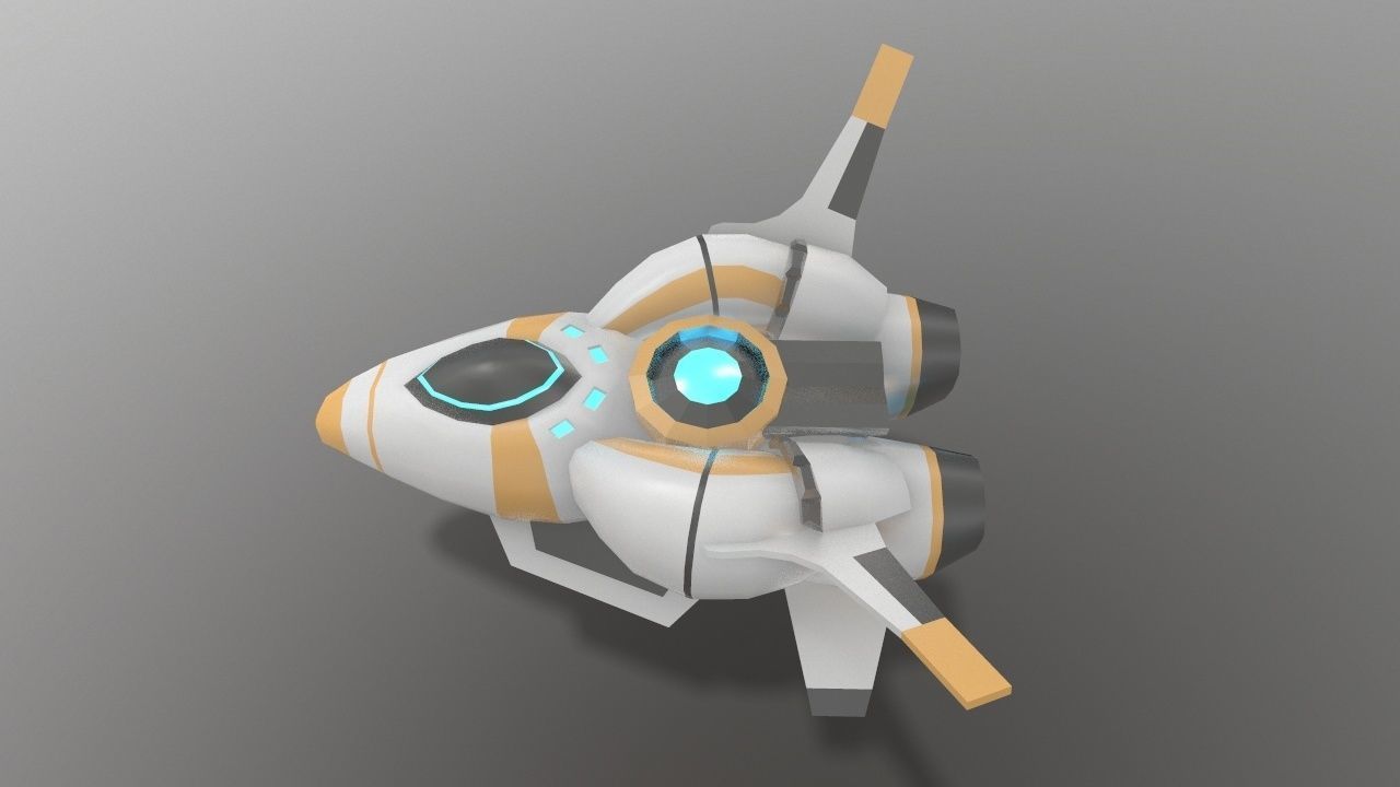 Sci-fi Space Aircraft SA-2 Low-poly 3D model_3