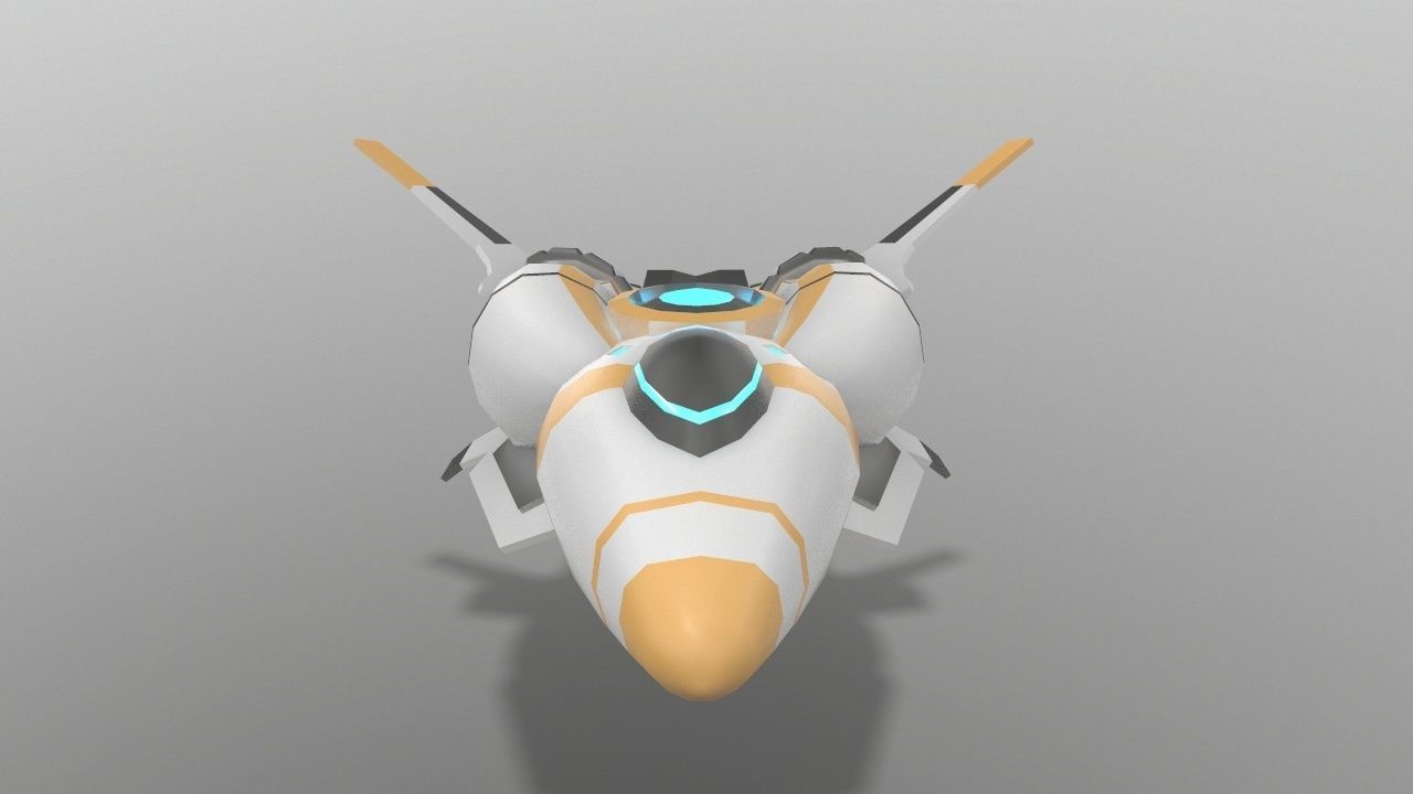Sci-fi Space Aircraft SA-2 Low-poly 3D model_4