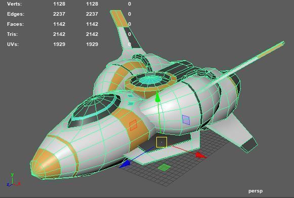 Sci-fi Space Aircraft SA-2 Low-poly 3D model_7