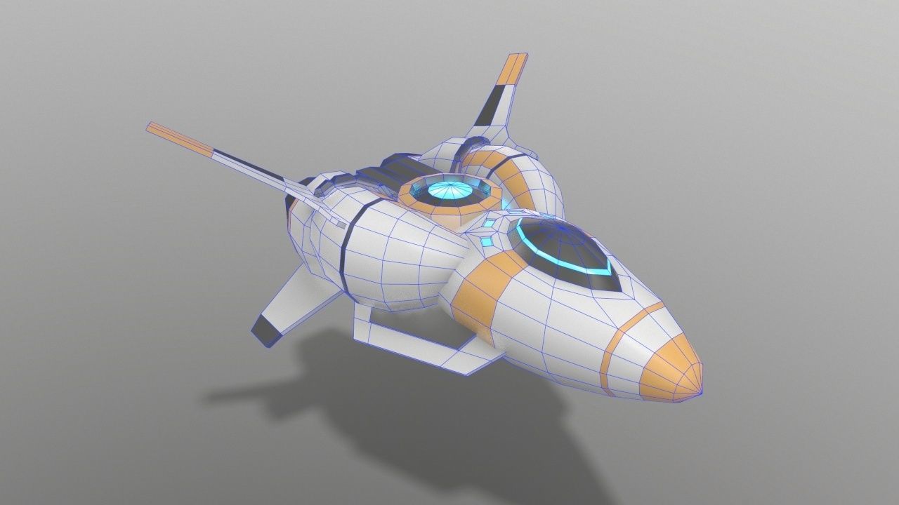 Sci-fi Space Aircraft SA-2 Low-poly 3D model_5