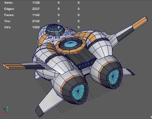 Sci-fi Space Aircraft SA-2 Low-poly 3D model_8