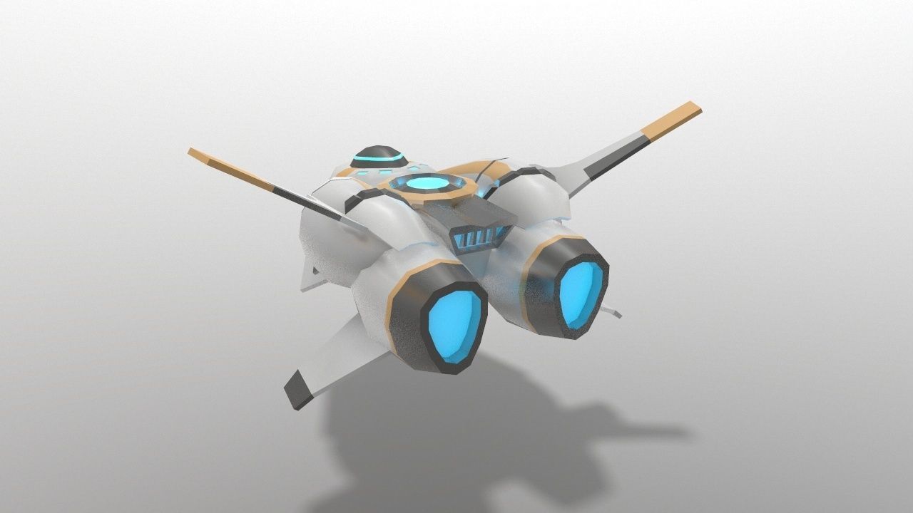 Sci-fi Space Aircraft SA-2 Low-poly 3D model_1