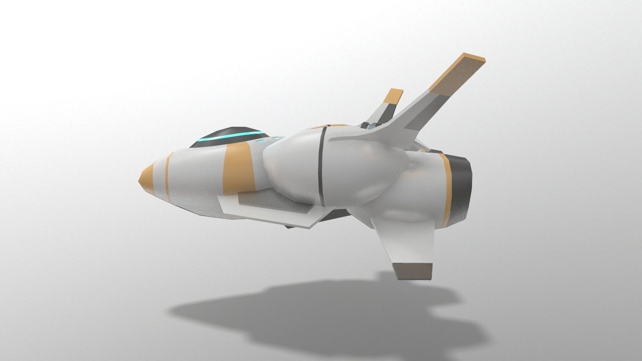 Sci-fi Space Aircraft SA-2 Low-poly 3D model_2