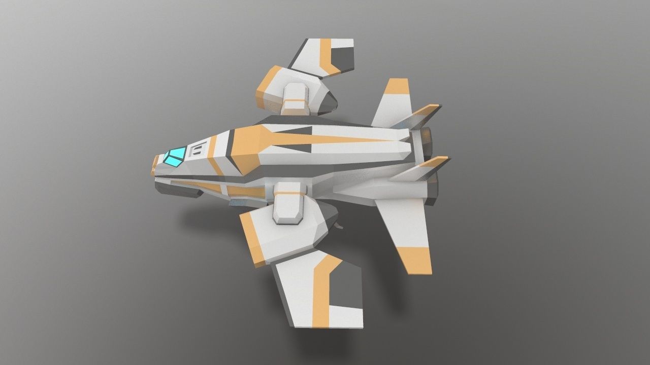 Sci-fi Space Aircraft SA-3 Low-poly 3D model_3