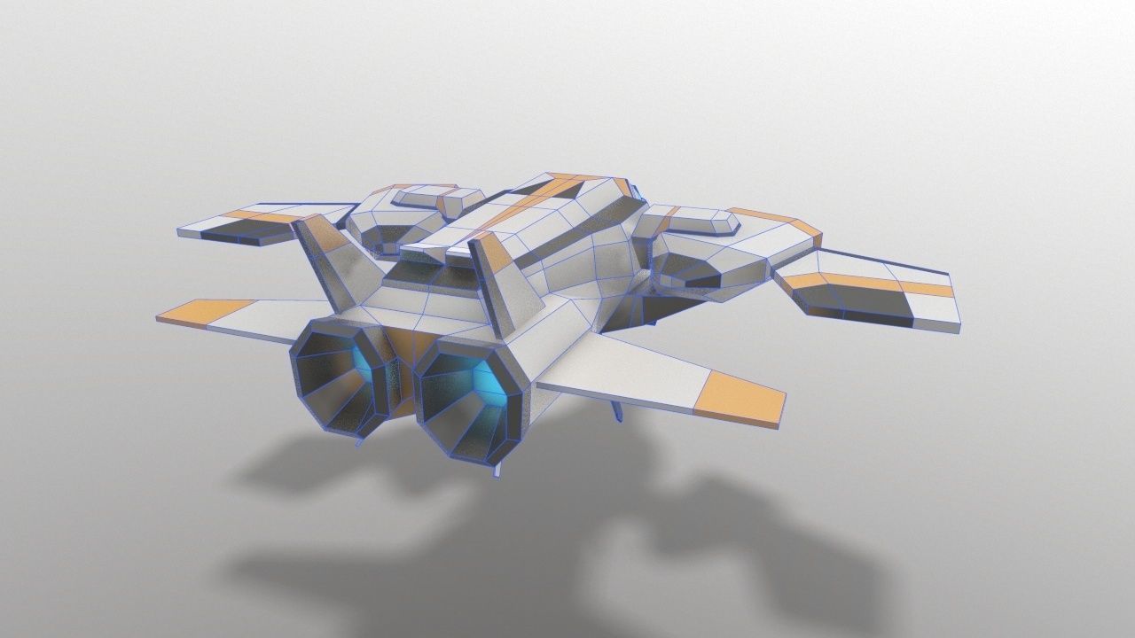 Sci-fi Space Aircraft SA-3 Low-poly 3D model_6