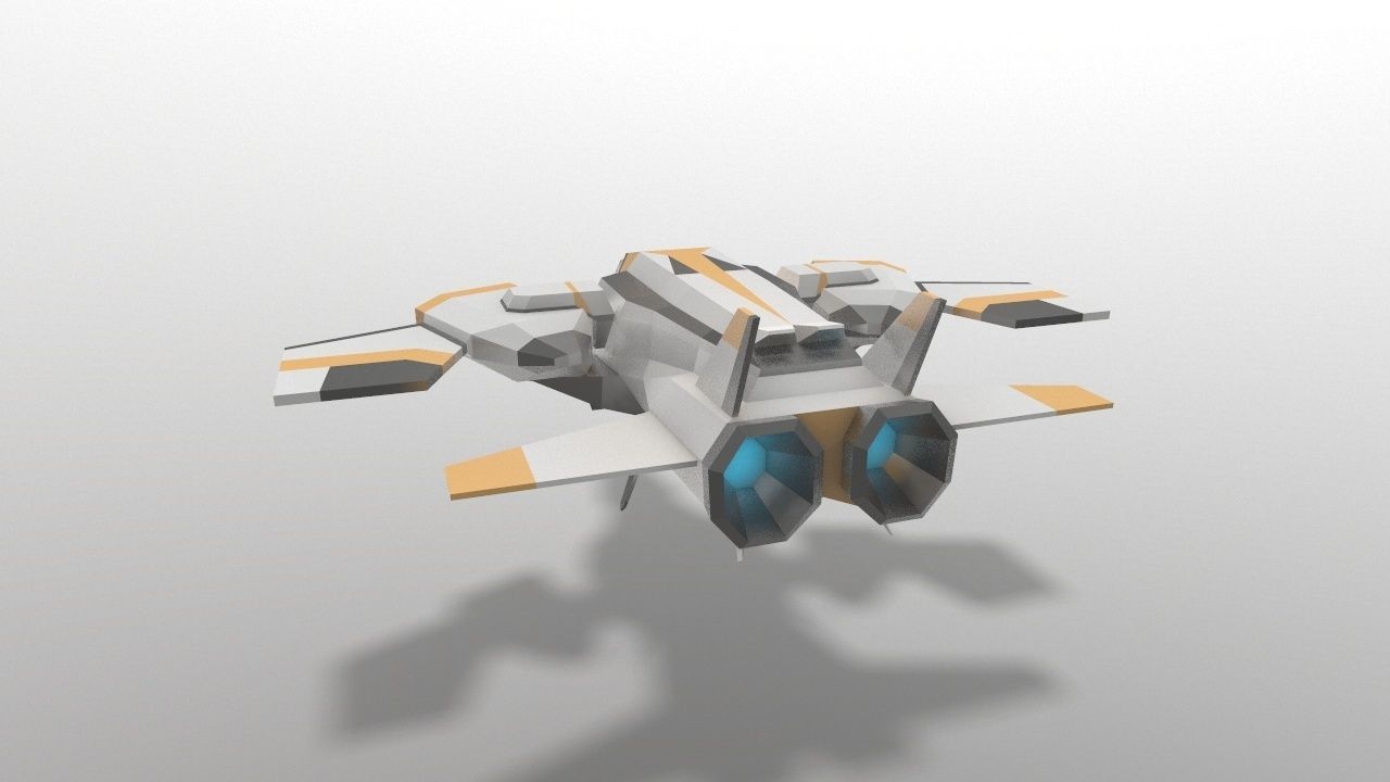 Sci-fi Space Aircraft SA-3 Low-poly 3D model_1