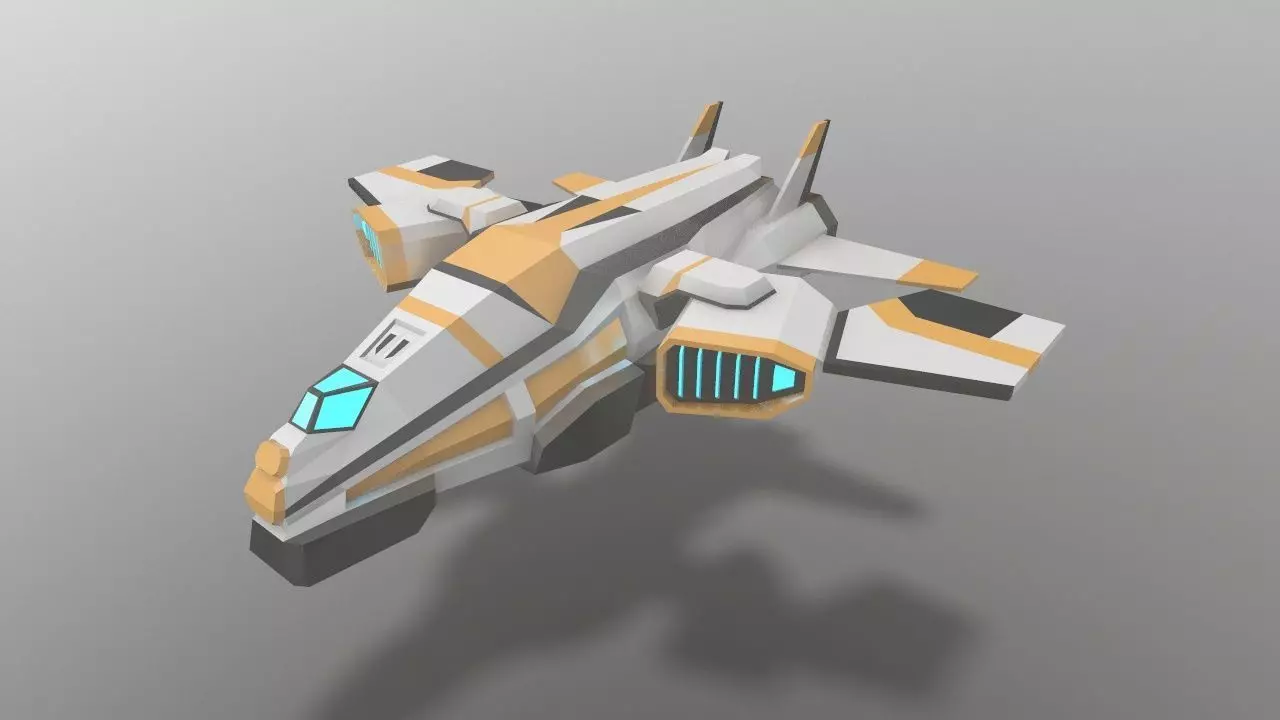 Sci-fi Space Aircraft SA-3 Low-poly 3D model_0