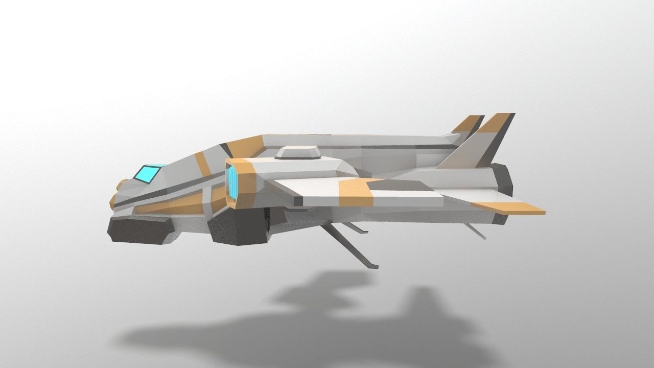 Sci-fi Space Aircraft SA-3 Low-poly 3D model_2