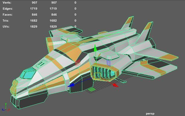 Sci-fi Space Aircraft SA-3 Low-poly 3D model_7