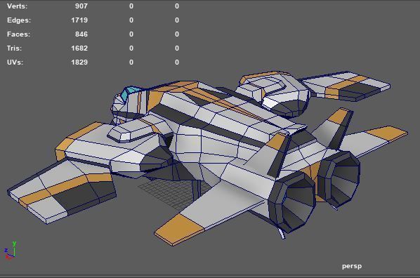 Sci-fi Space Aircraft SA-3 Low-poly 3D model_8