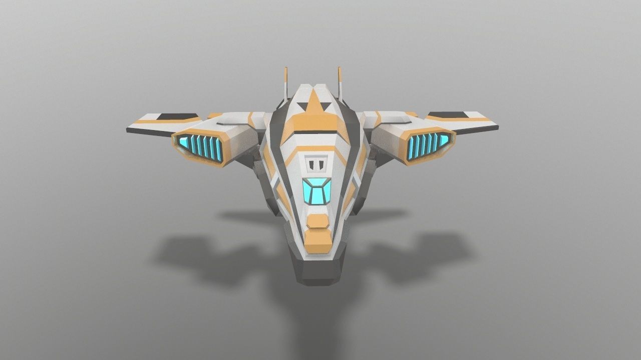 Sci-fi Space Aircraft SA-3 Low-poly 3D model_4