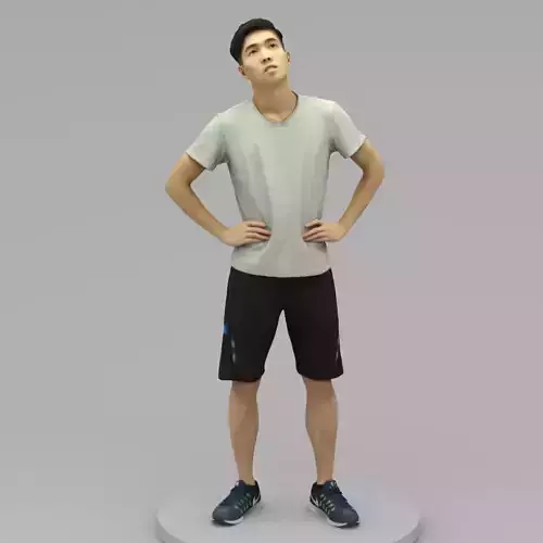 A Young Man Posing In Akimbo Posture  3D model