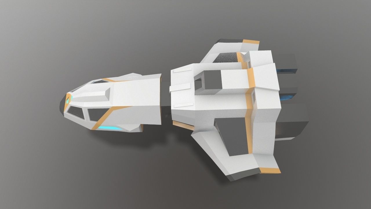 Sci-fi Space Aircraft SA-4  Low-poly 3D model_3