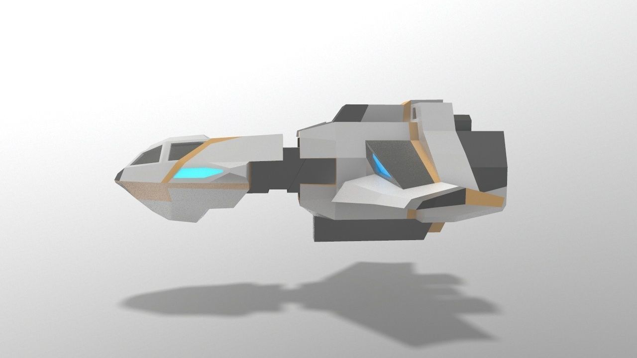 Sci-fi Space Aircraft SA-4  Low-poly 3D model_2