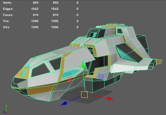 Sci-fi Space Aircraft SA-4  Low-poly 3D model_7