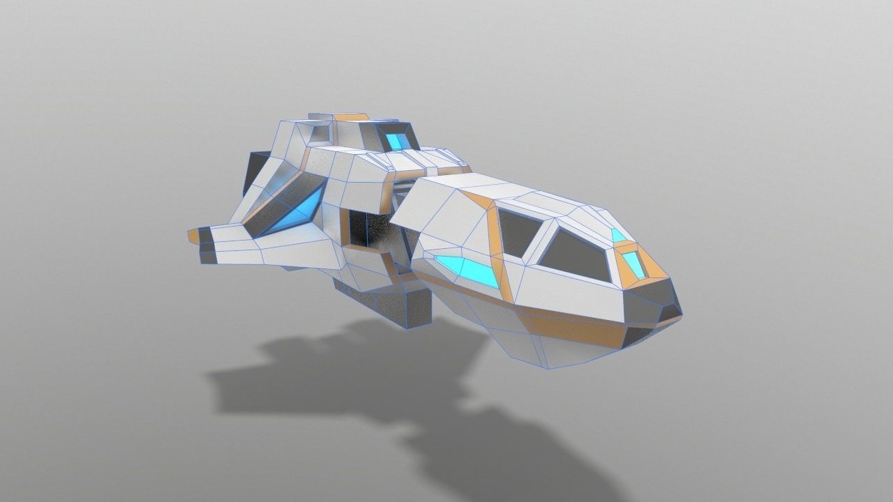 Sci-fi Space Aircraft SA-4  Low-poly 3D model_5