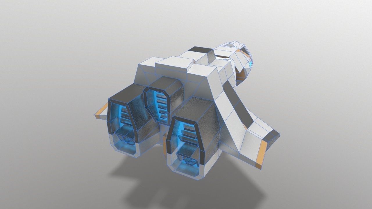 Sci-fi Space Aircraft SA-4  Low-poly 3D model_6