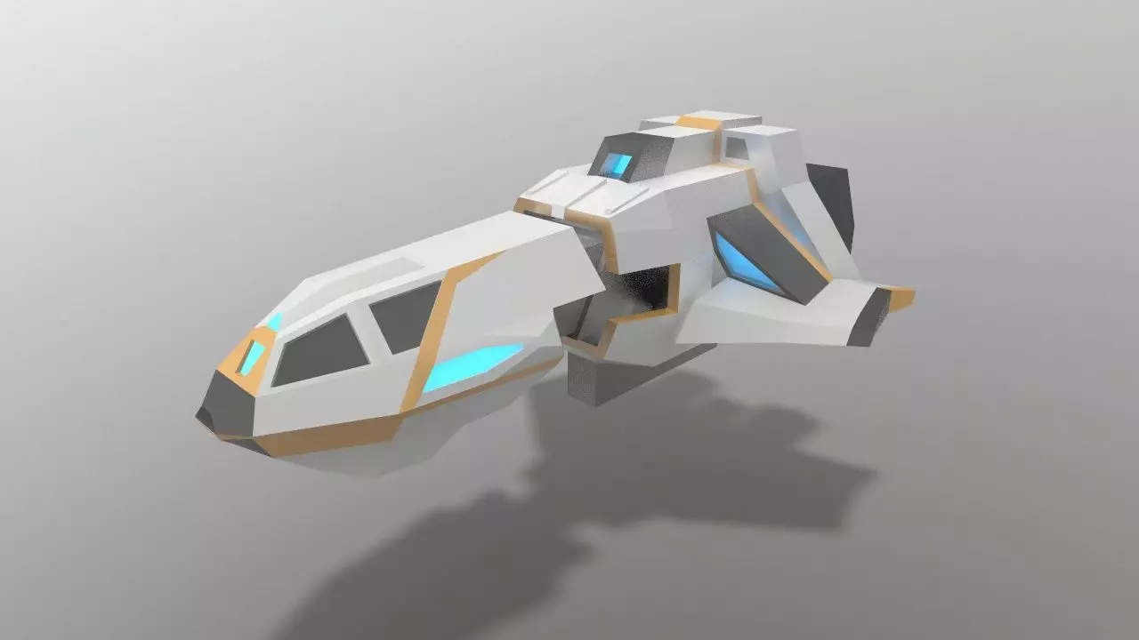 Sci-fi Space Aircraft SA-4  Low-poly 3D model_0
