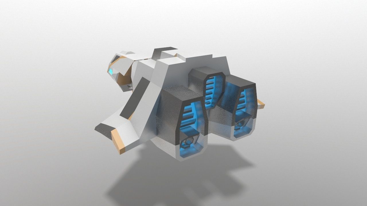 Sci-fi Space Aircraft SA-4  Low-poly 3D model_1