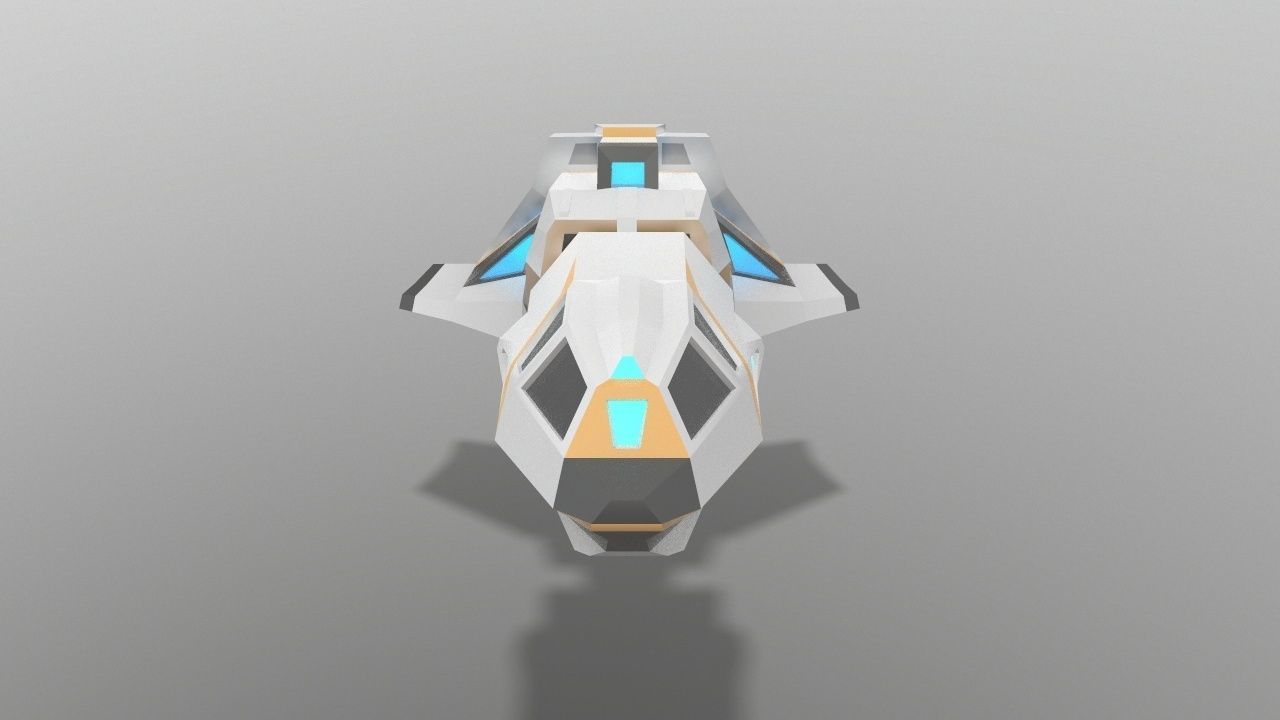Sci-fi Space Aircraft SA-4  Low-poly 3D model_4