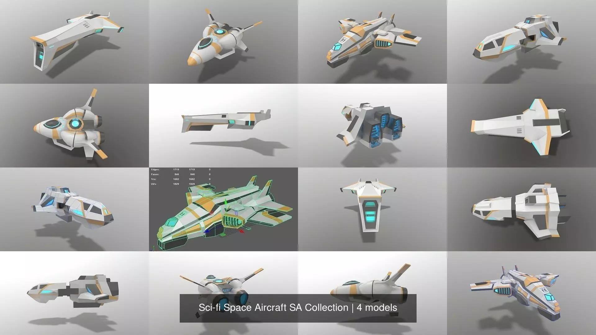 Sci-fi Space Aircraft SA 3D Model Collection_1