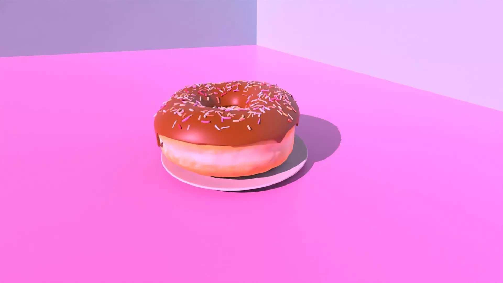 American donut with chocholate icing 3D model_0
