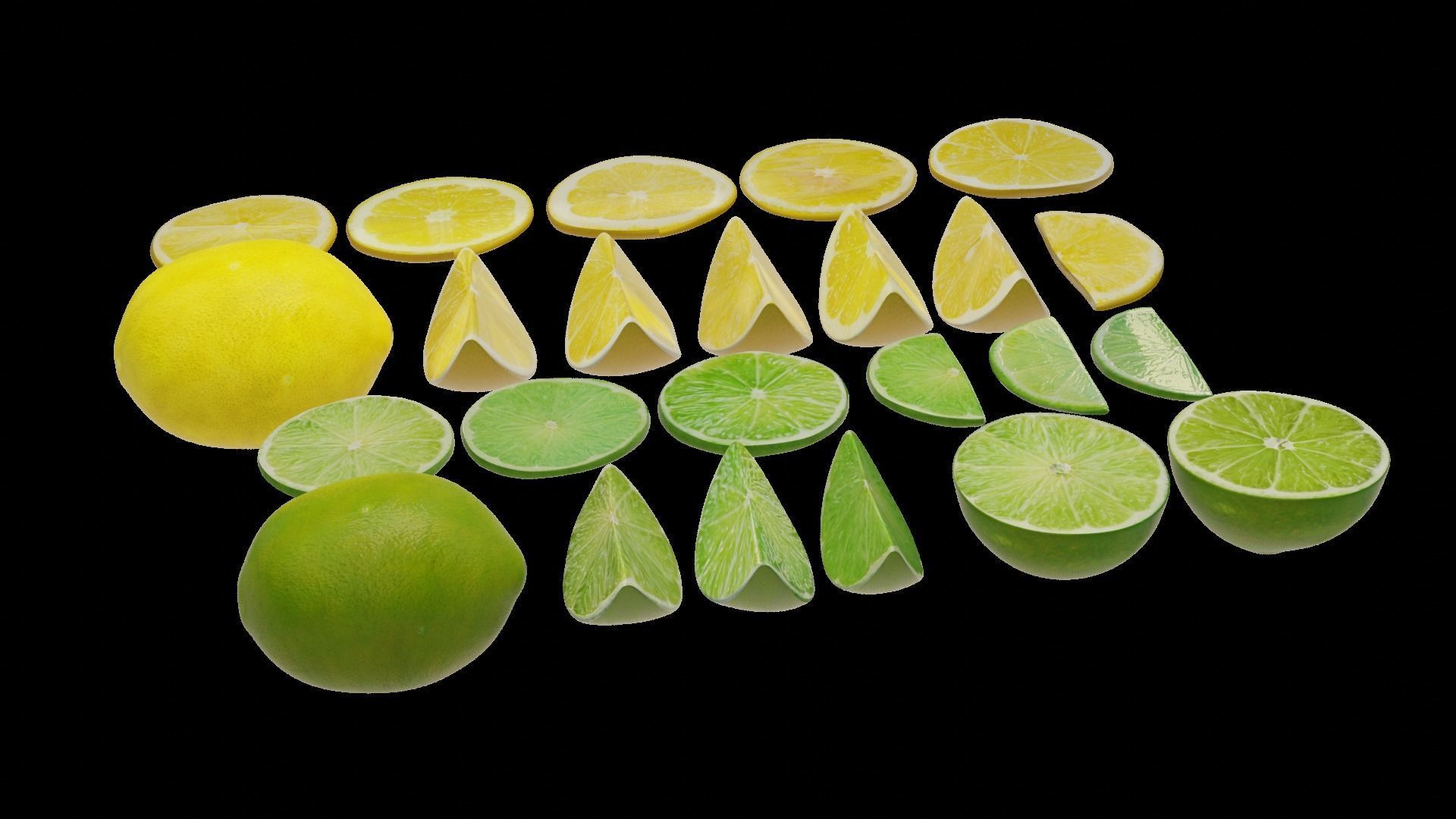 Lime and Lemon PBR Low poly Low-poly 3D model_2