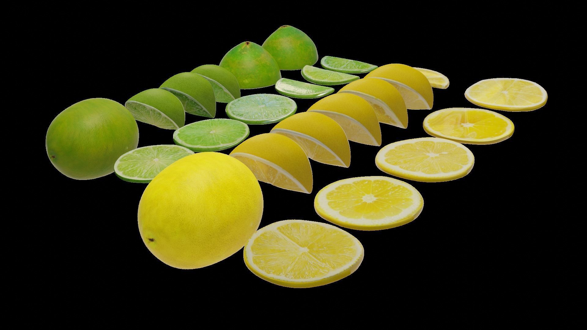 Lime and Lemon PBR Low poly Low-poly 3D model_4