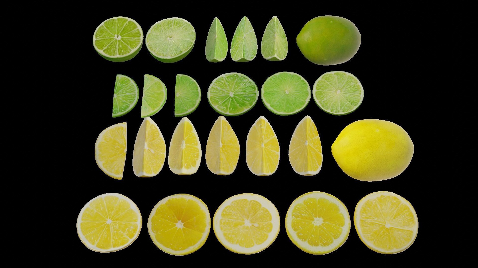 Lime and Lemon PBR Low poly Low-poly 3D model_1