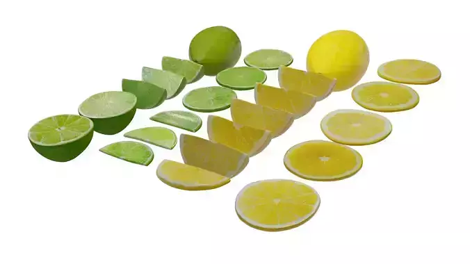 Lime and Lemon PBR Low poly