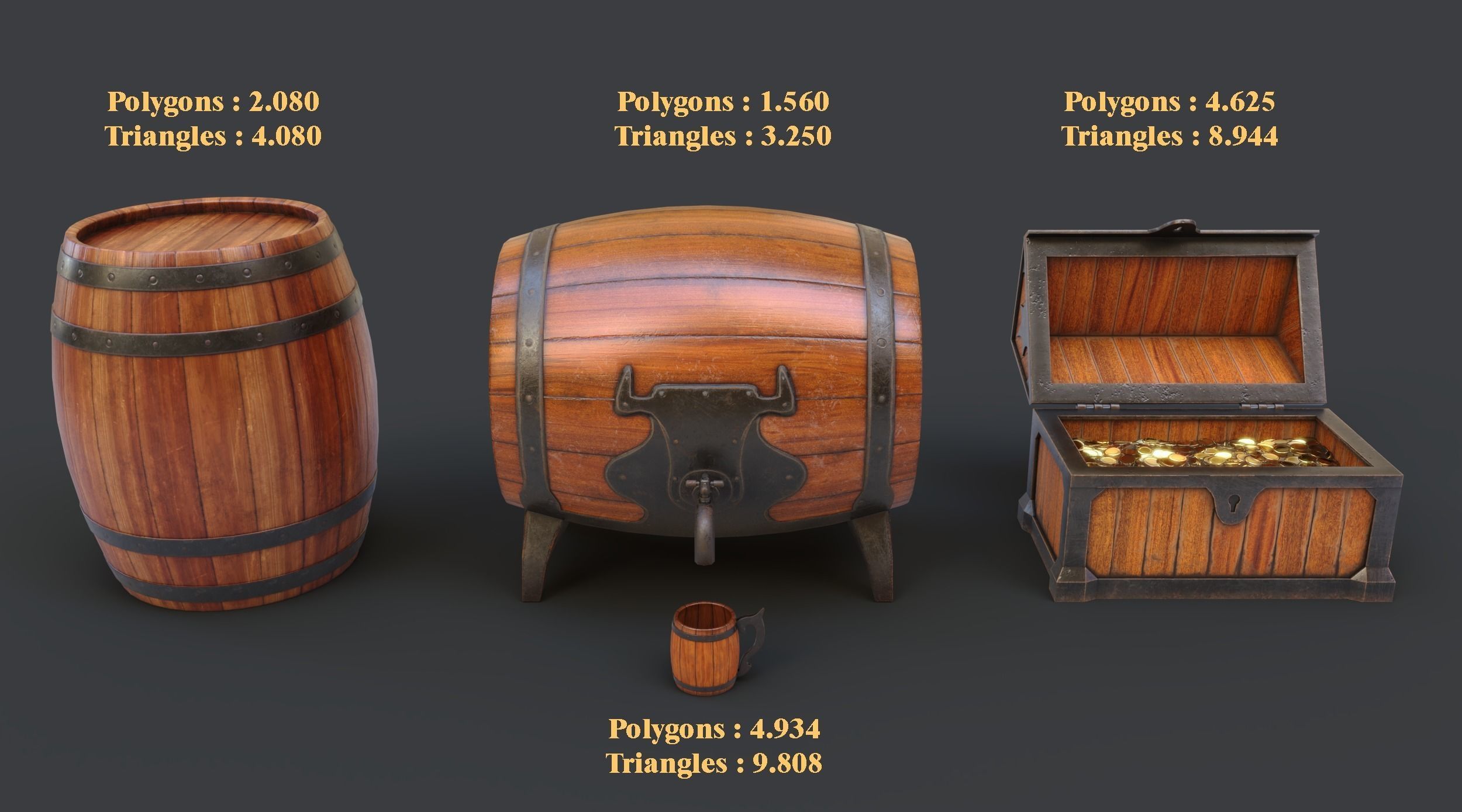 Barrels Package Low-poly 3D model_2