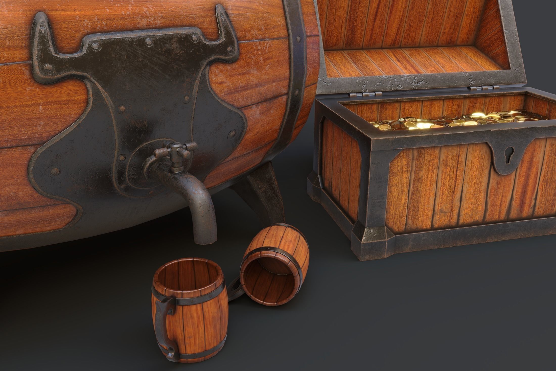 Barrels Package Low-poly 3D model_23