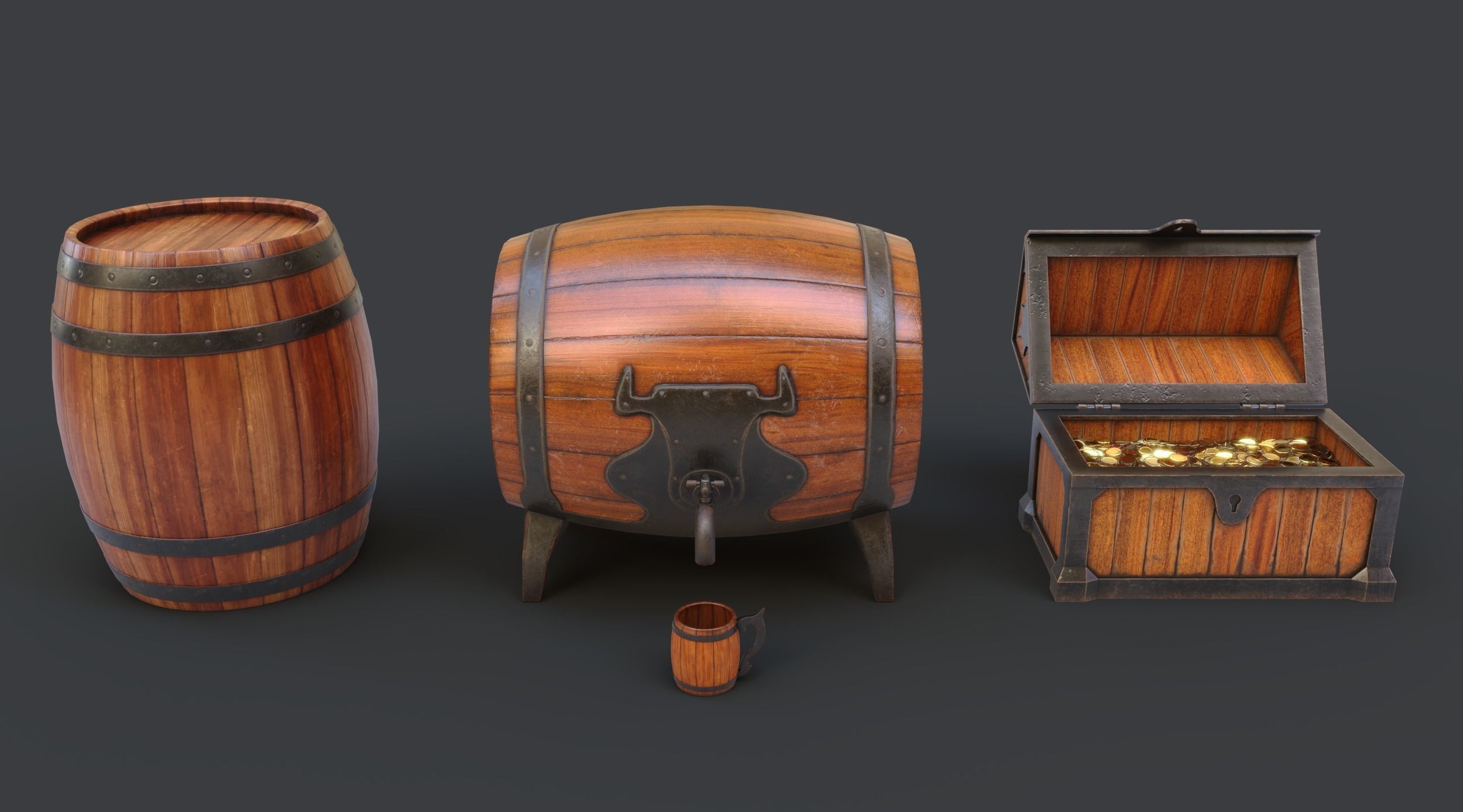 Barrels Package Low-poly 3D model_24