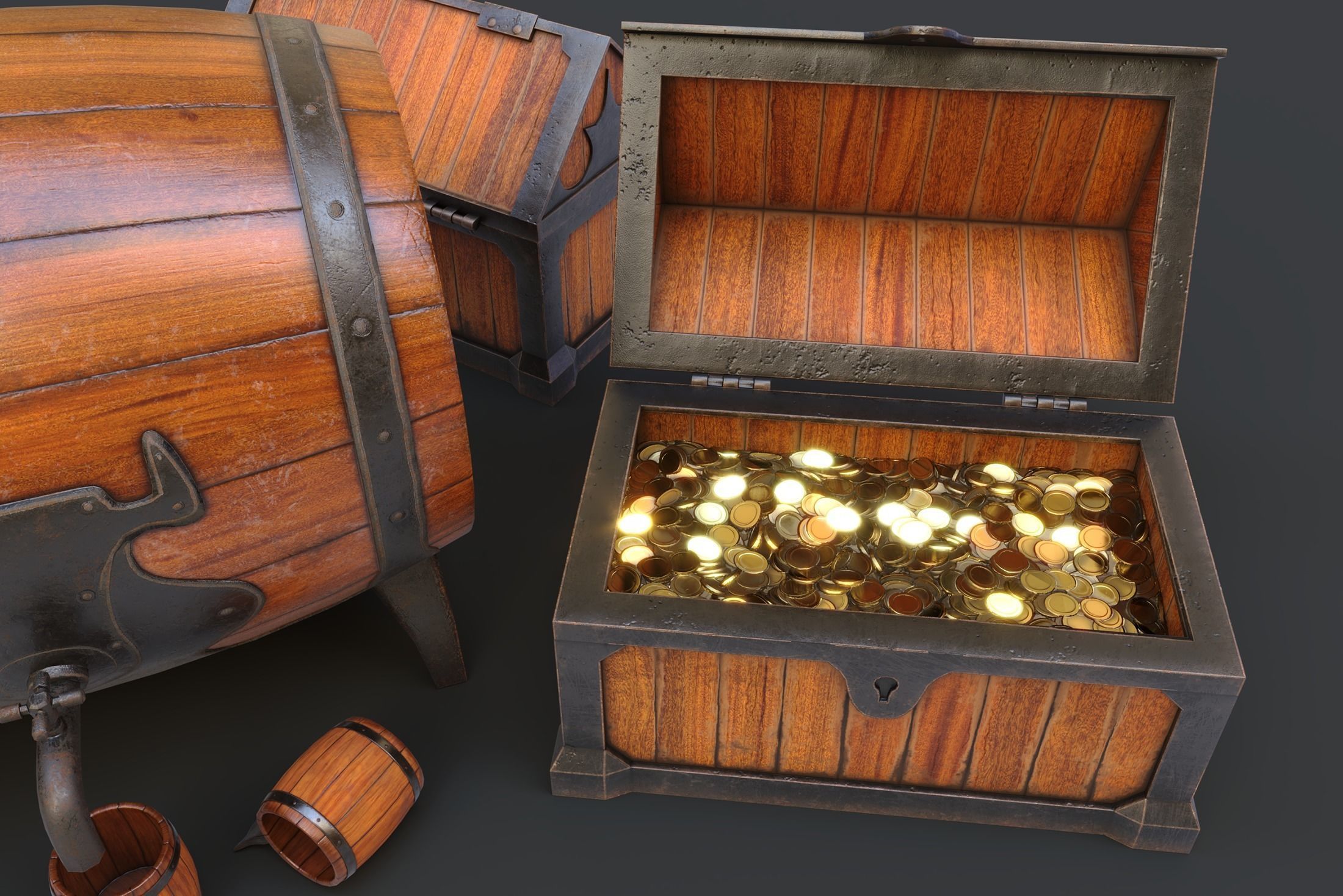 Barrels Package Low-poly 3D model_18