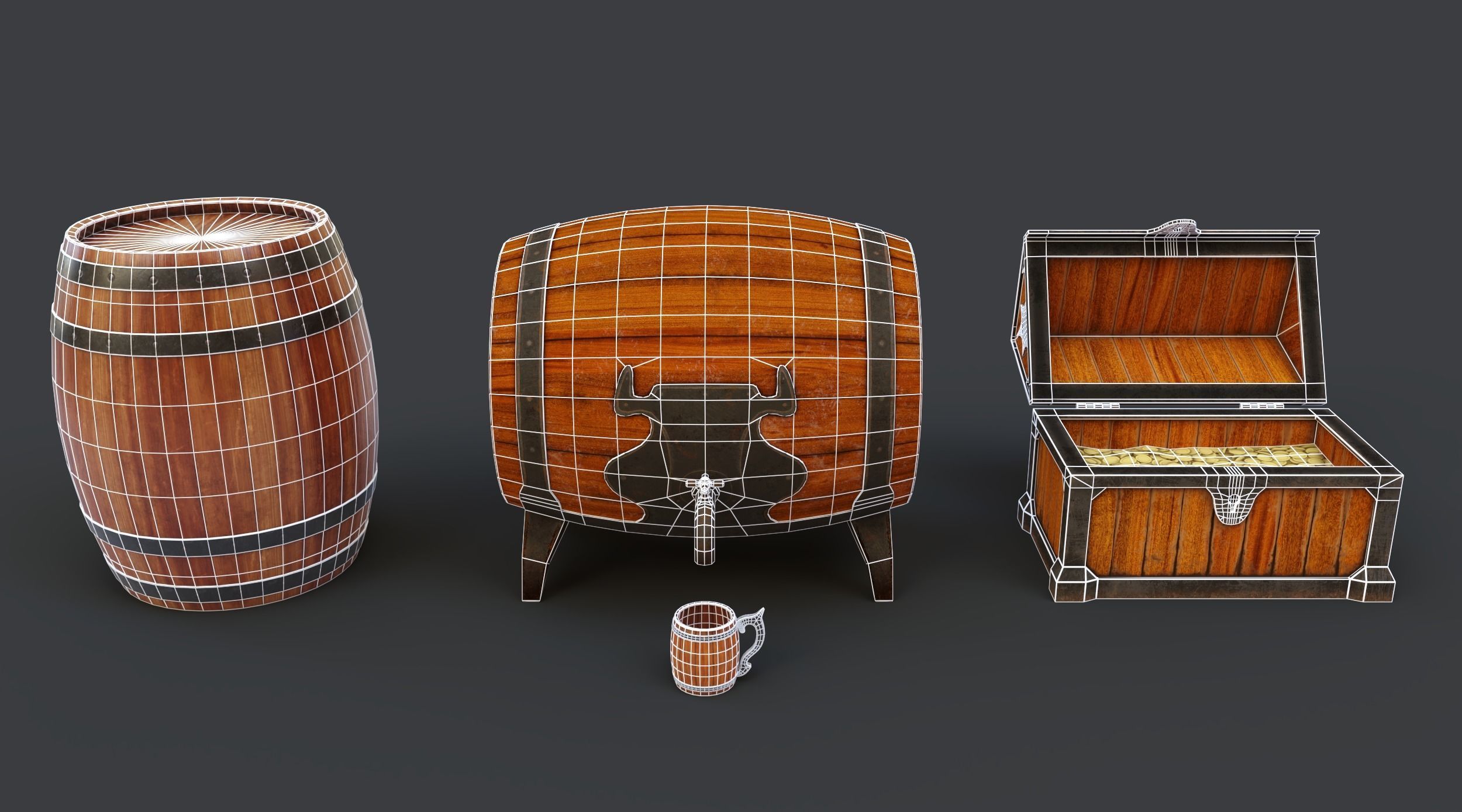 Barrels Package Low-poly 3D model_27