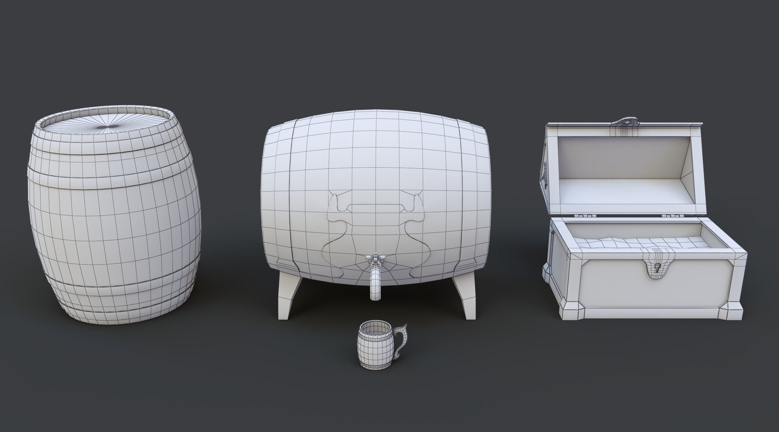 Barrels Package Low-poly 3D model_26