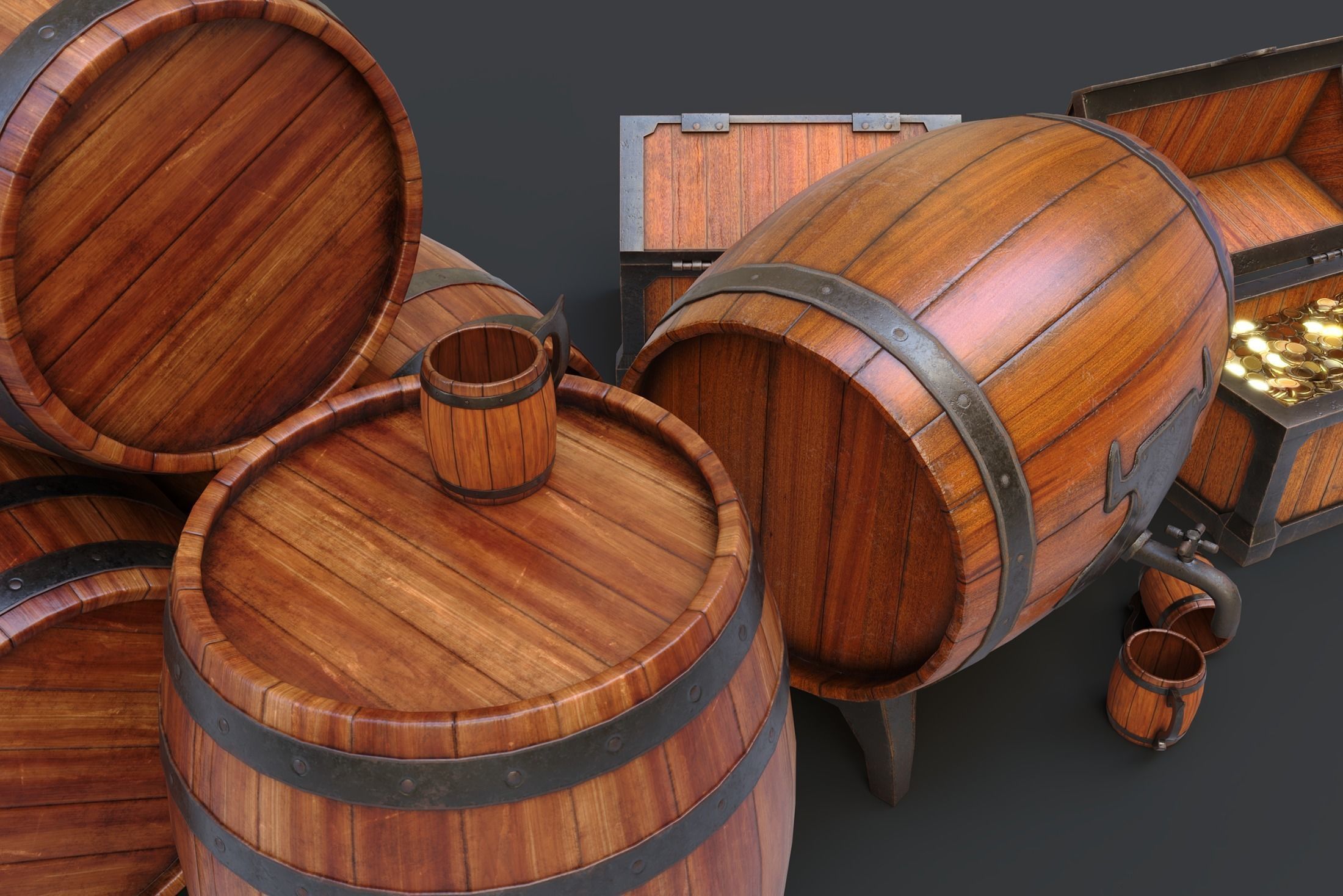 Barrels Package Low-poly 3D model_21