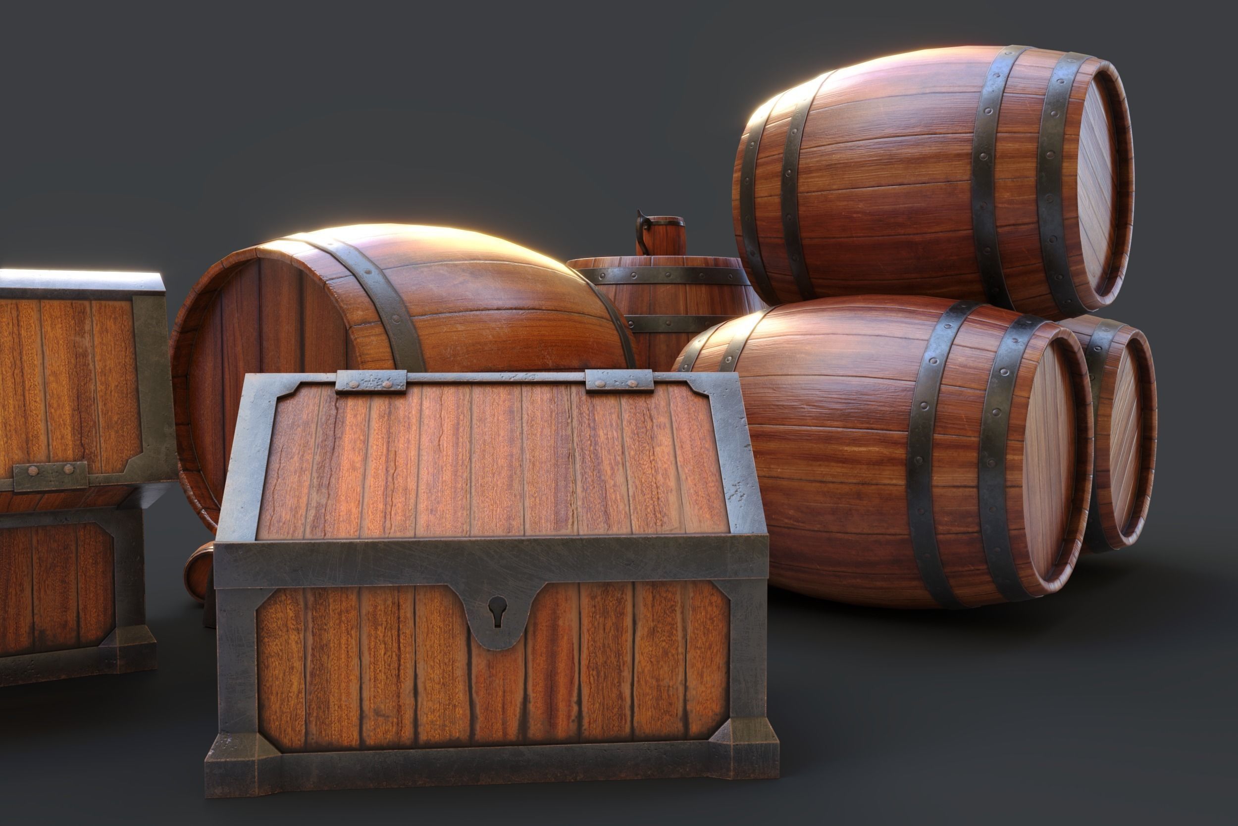 Barrels Package Low-poly 3D model_19