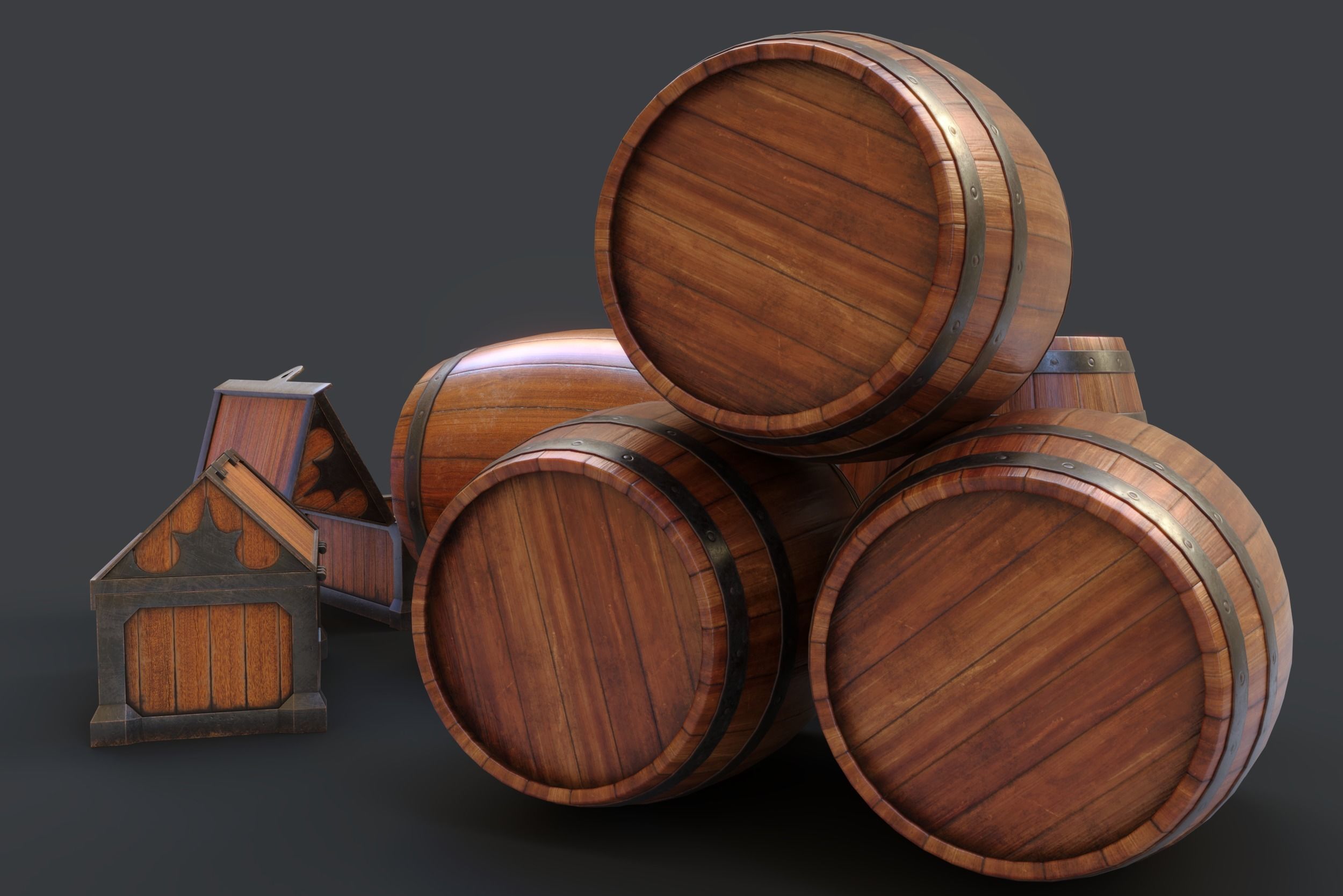 Barrels Package Low-poly 3D model_20
