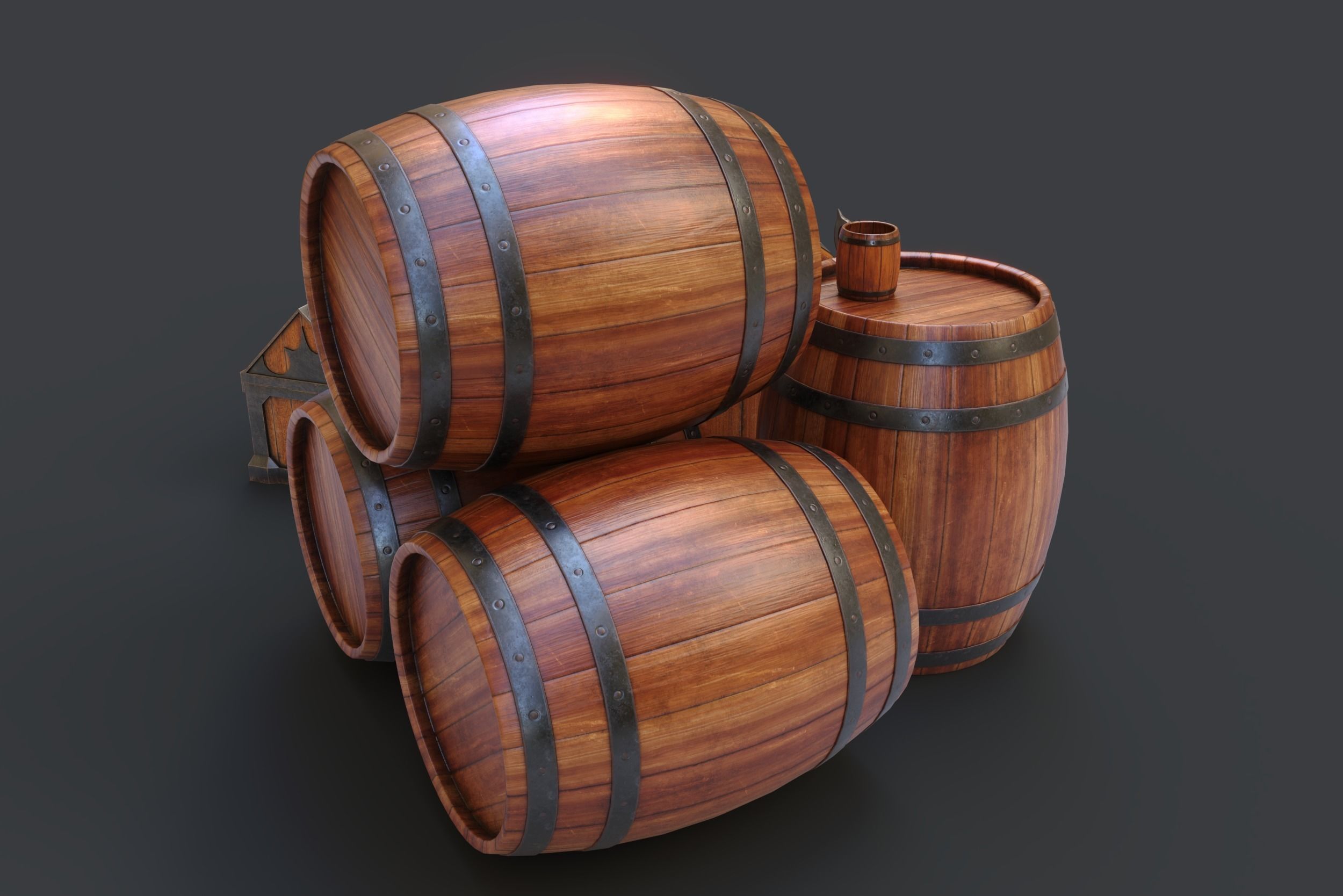 Barrels Package Low-poly 3D model_10