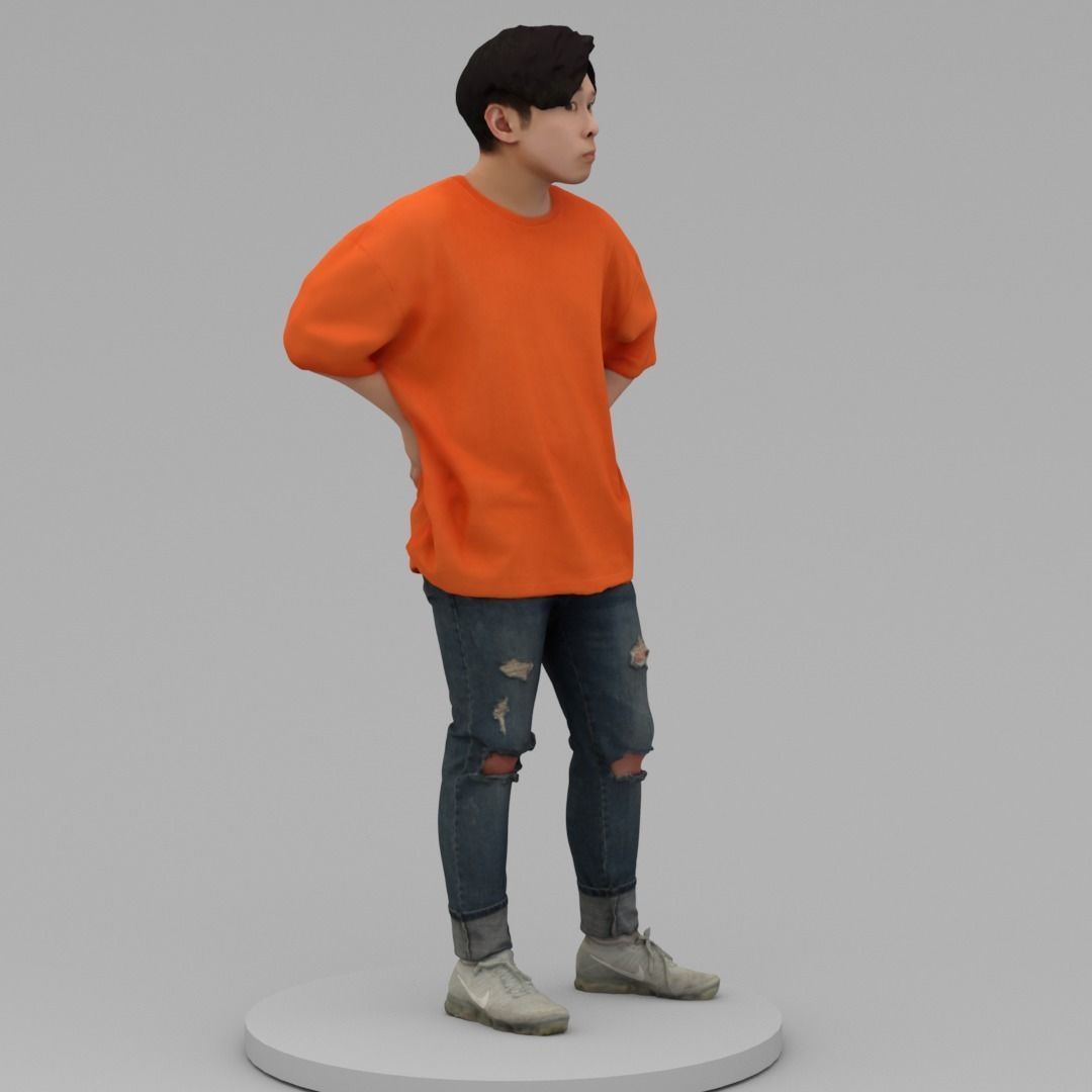 A Relaxed  Young Man Posing In Akimbo Posture 3D model_2
