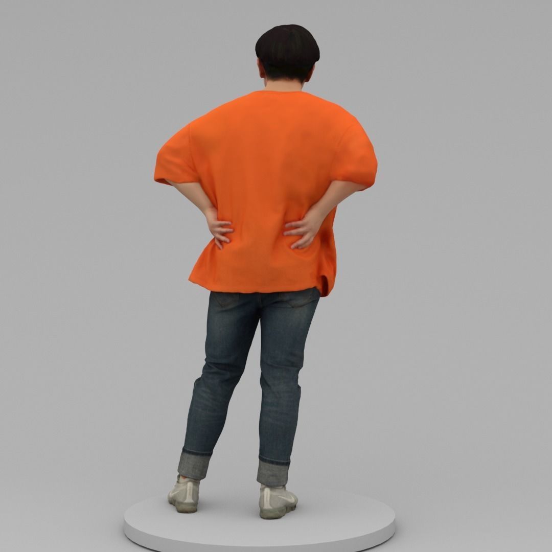 A Relaxed  Young Man Posing In Akimbo Posture 3D model_3
