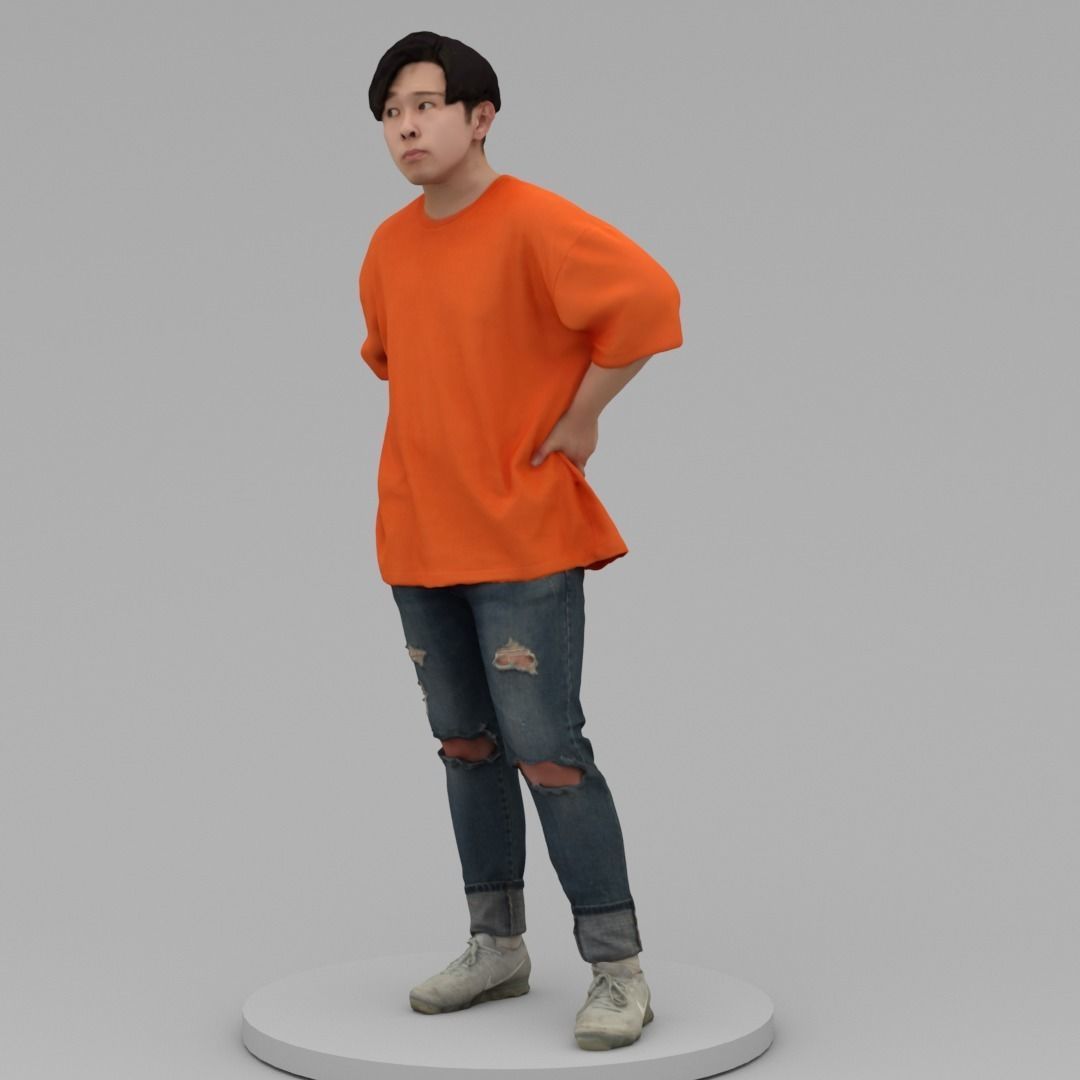 A Relaxed  Young Man Posing In Akimbo Posture 3D model_1