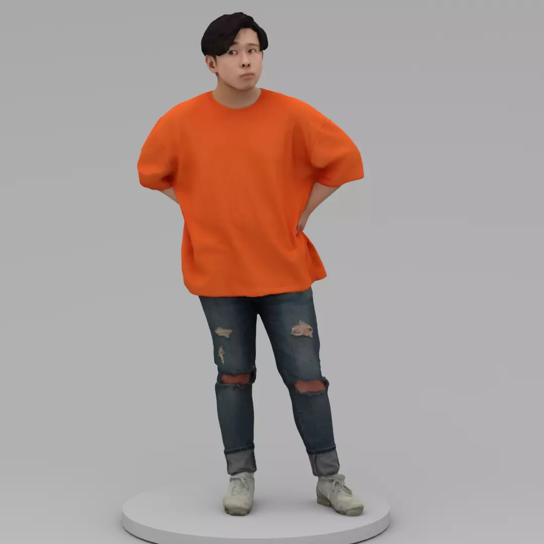 A Relaxed  Young Man Posing In Akimbo Posture 3D model_0