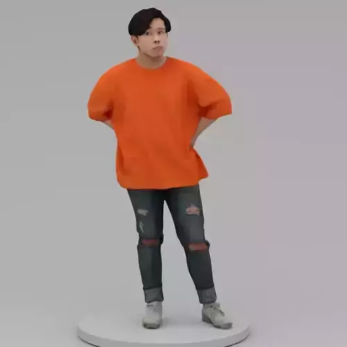 A Relaxed  Young Man Posing In Akimbo Posture 3D model