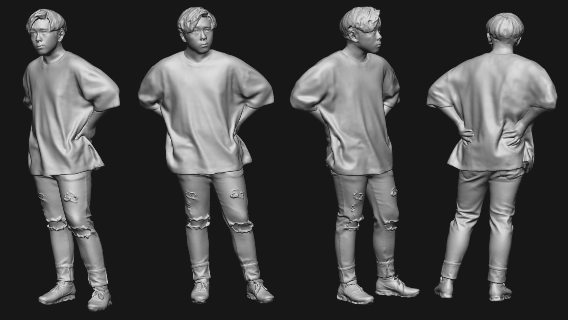 A Relaxed  Young Man Posing In Akimbo Posture 3D model_5