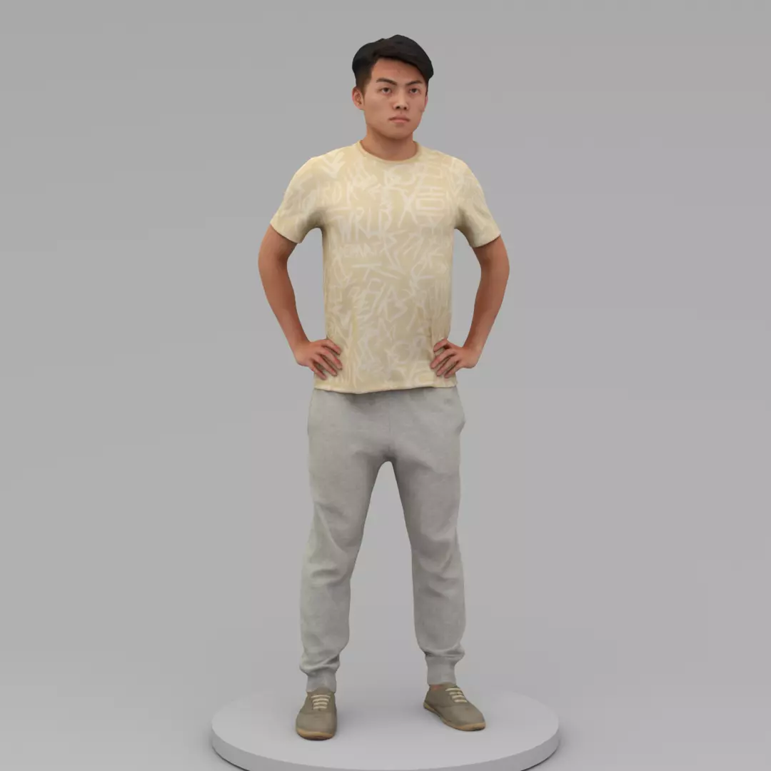 A Strong Young Man Posing In Akimbo Posture 3D model