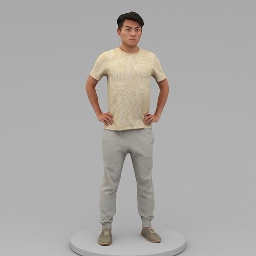A Strong Young Man Posing In Akimbo Posture 3D model