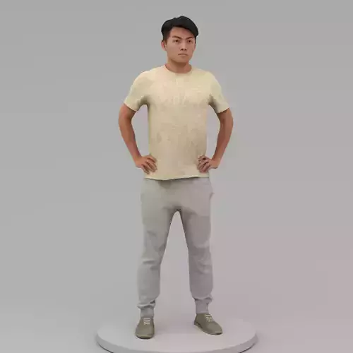 A Strong Young Man Posing In Akimbo Posture 3D model