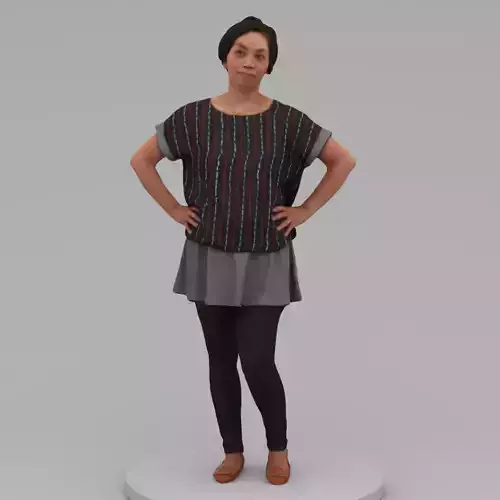A Middle-age Woman Posing In Akimbo Posture 3D model